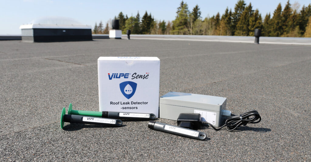 Sense leak detector on a roof